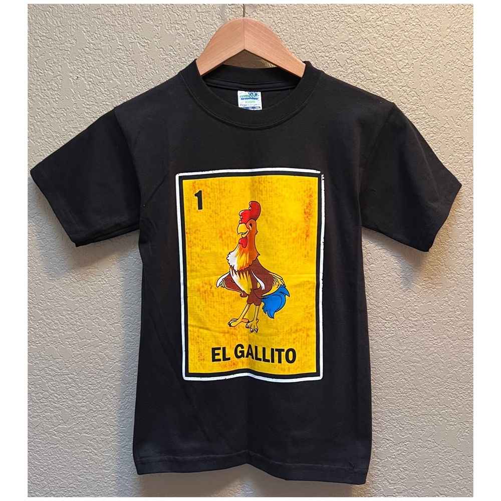 El Gallito Mexican Loteria Theme Shirt Boy Size L